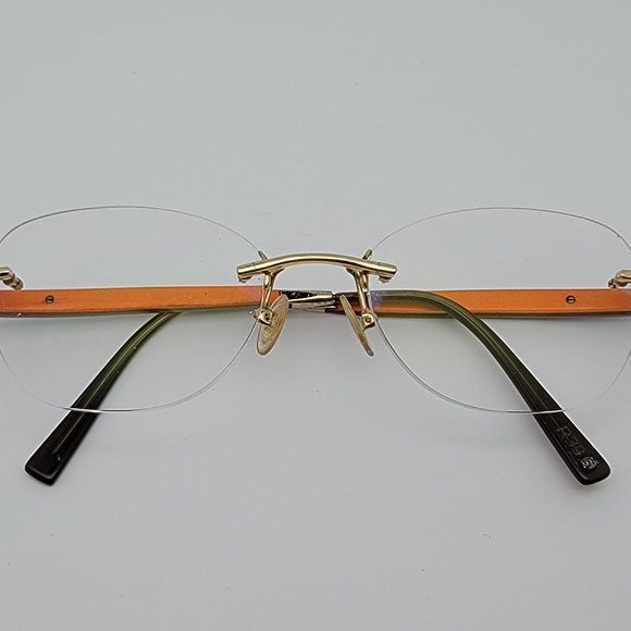 Gold & Wood Ta0v24 Mercure Rimless Eyeglasses Frame Luxembourg 49-17-130 - Picture 11 of 13